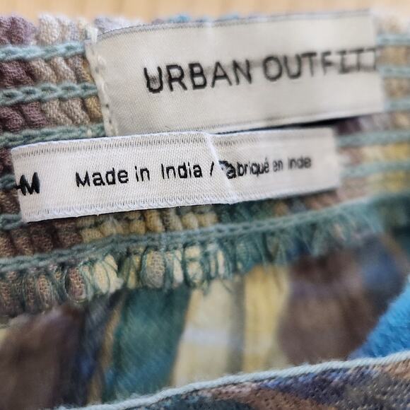 Urban Outfitters Ruffle Peplum Cropped Top V-Neck Plaid Multicolor Size Medium - Picture 8 of 10